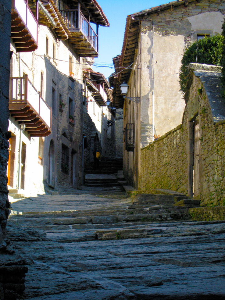 One of the narrow streets of Rupit, carved in stone